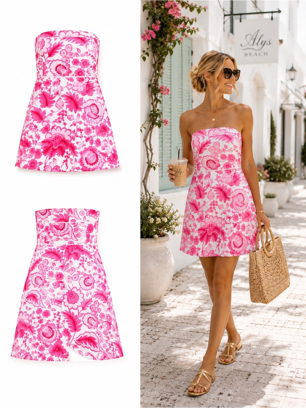 Southern Tide Georgia Strapless Island Floral Dress Size 10 Textured Cotton